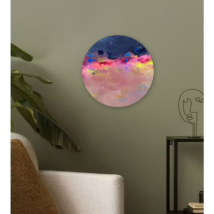 Abstract - Textuur - Kleuren - Modern - Roze Wandcirkel kunststof plaat 5mm dik klein -sfeer3