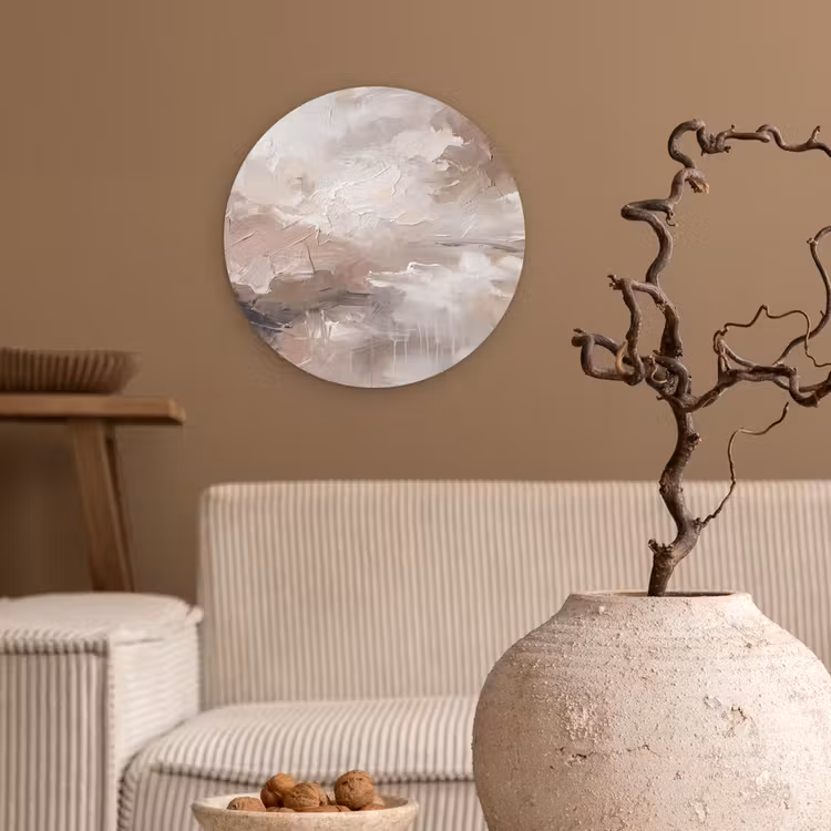 Abstract - Textuur - Kunst - Modern - Beige Wandcirkel kunststof plaat 5mm dik klein -sfeer1