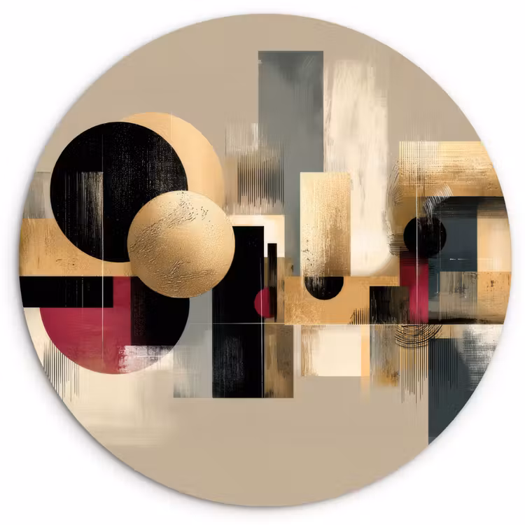 Abstract - Vormen - Beige - Texturen Wandcirkel kunststof plaat 5mm dik klein -3d