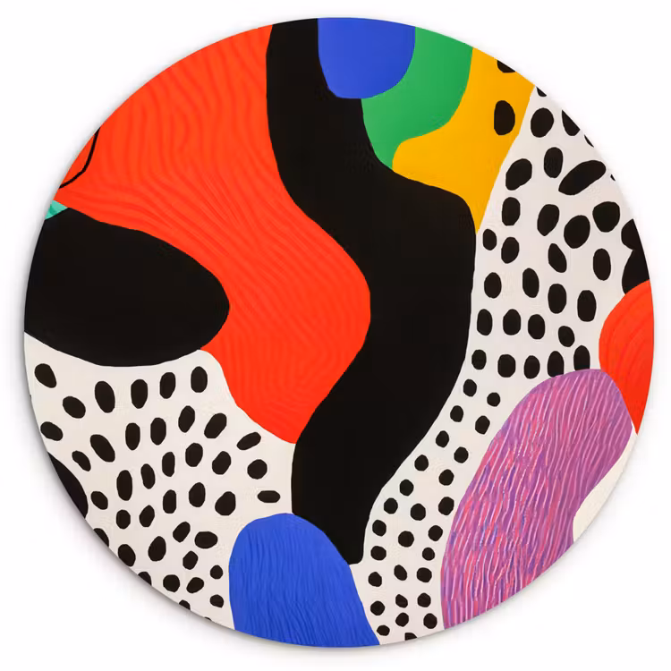 Abstract - Vormen - Kleuren - Stippen Wandcirkel kunststof plaat 5mm dik klein -3d