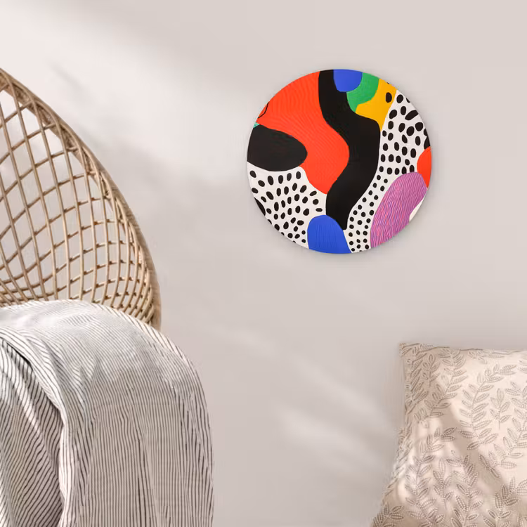 Abstract - Vormen - Kleuren - Stippen Wandcirkel kunststof plaat 5mm dik klein -sfeer5