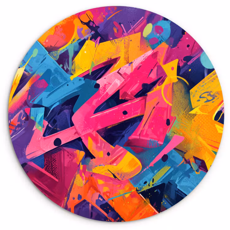 Abstract - Vormen - Kleurrijk Wandcirkel kunststof plaat 5mm dik klein -3d