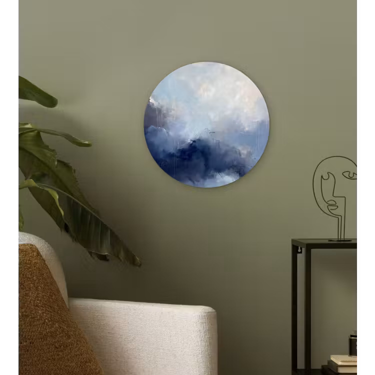 Abstract - Wolken - Modern - Blauw - Kunst Wandcirkel kunststof plaat 5mm dik klein -sfeer3