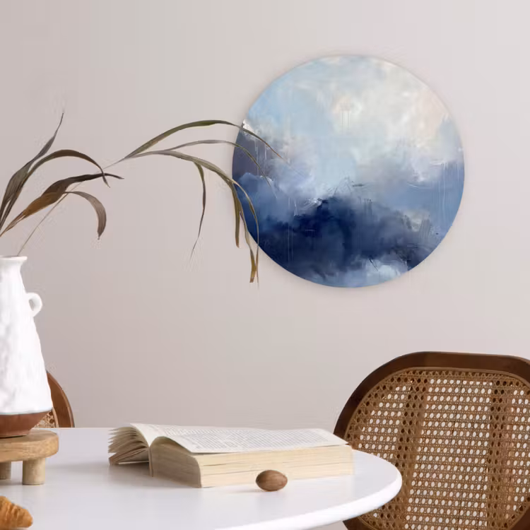 Abstract - Wolken - Modern - Blauw - Kunst Wandcirkel kunststof plaat 5mm dik klein -sfeer4