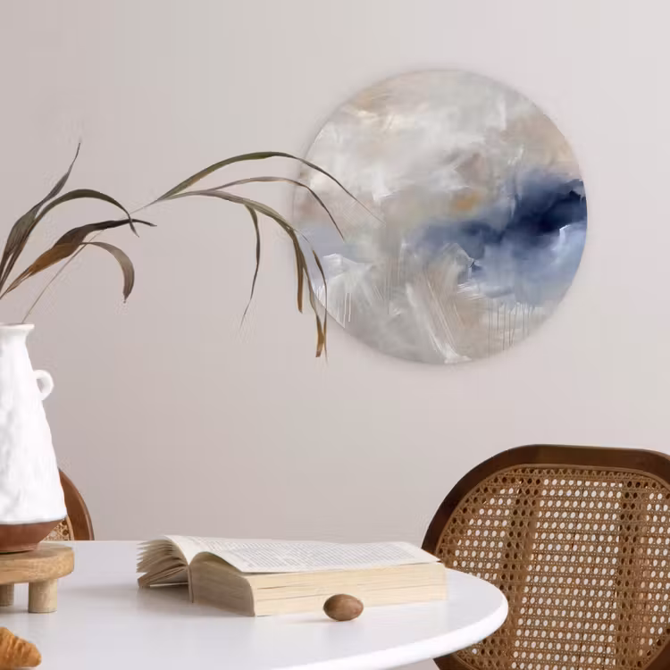 Abstract - Wolken - Sfeer - Modern - Beige Wandcirkel kunststof plaat 5mm dik klein -sfeer4