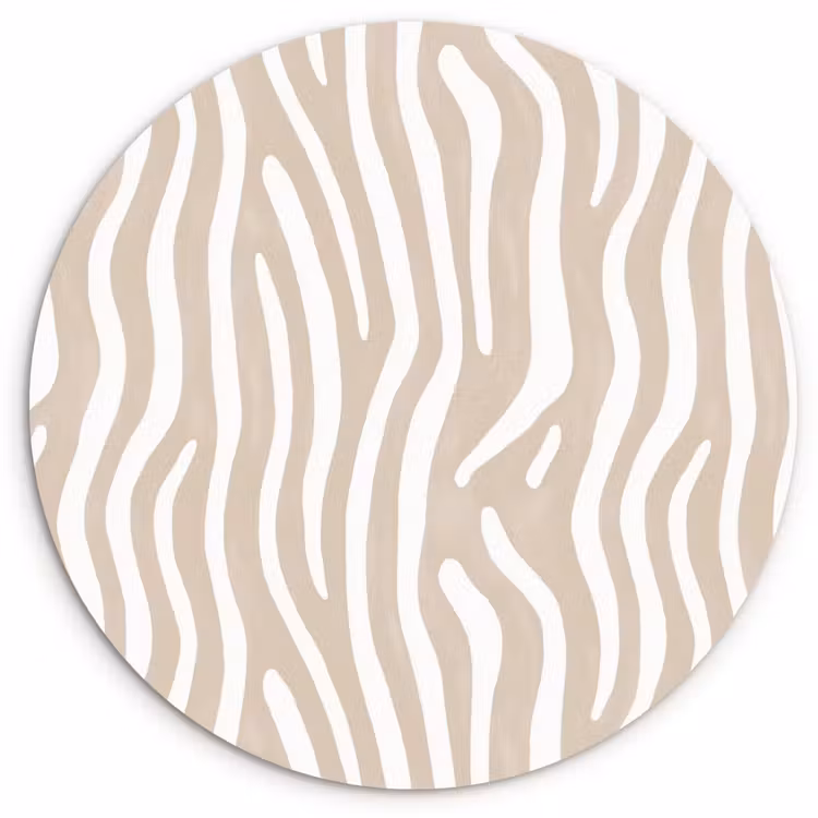 Abstract - Zebra - Beige Wandcirkel kunststof plaat 5mm dik klein 188 -3d