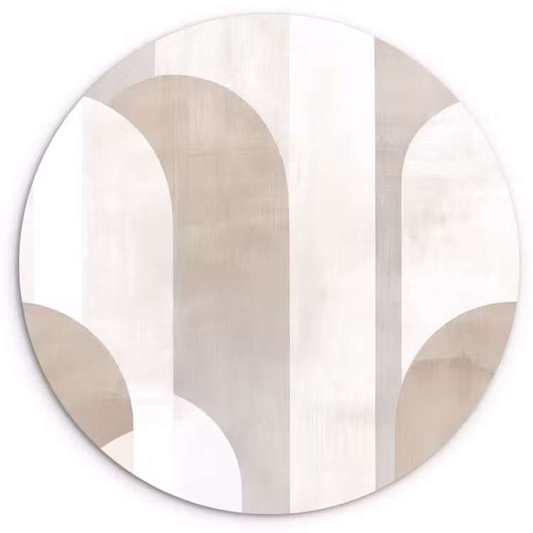 Abstracte bogen - Modern - Beige Wandcirkel kunststof plaat 5mm dik klein -3d