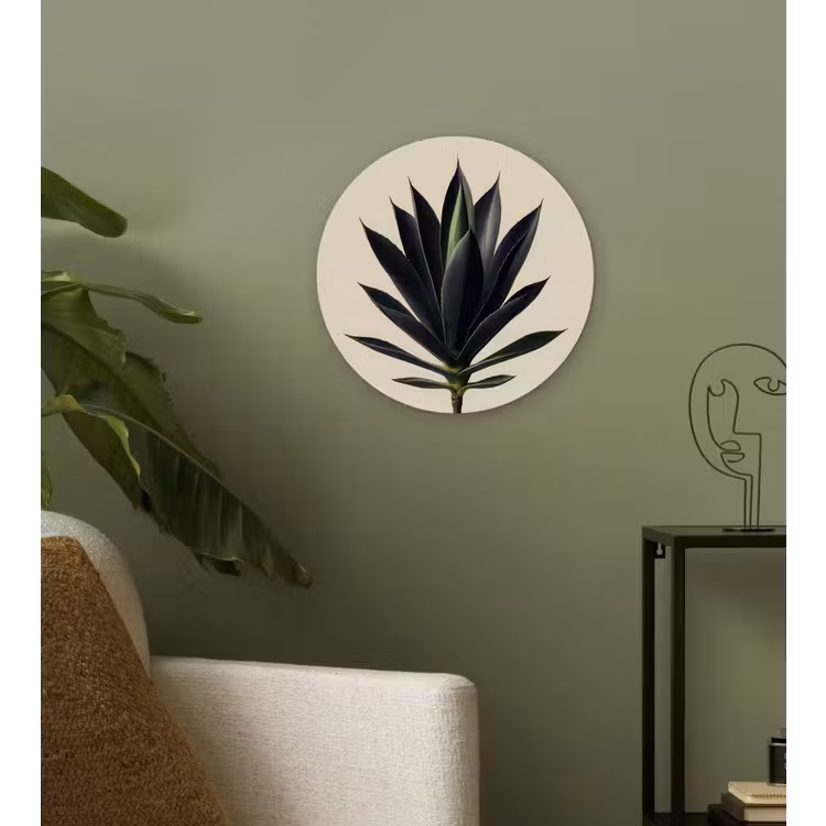 Agaveplant - Symmetrisch - Groen Wandcirkel kunststof plaat 5mm dik klein -sfeer3