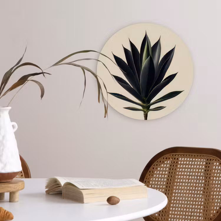 Agaveplant - Symmetrisch - Groen Wandcirkel kunststof plaat 5mm dik klein -sfeer4