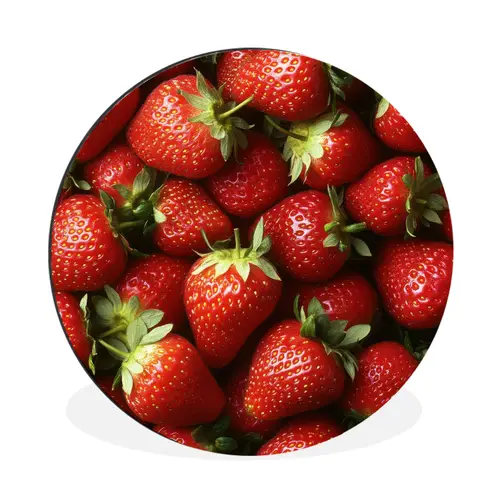 Aardbei - Fruit - Rood Wandcirkel aluminium klein -3d