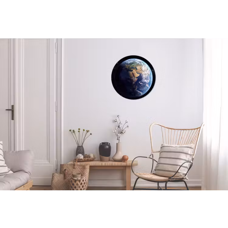 Aarde - Ruimte - Blauw - Groen Wandcirkel aluminium klein -woonkamer