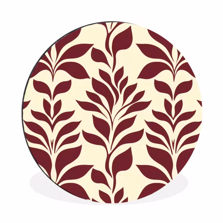 Abstract - Bladeren - Burgundy Wandcirkel aluminium klein 190 -3d