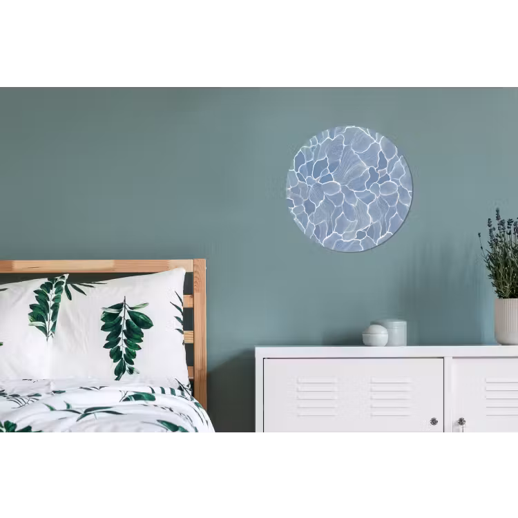 Abstract - Blauw - Bladeren Wandcirkel aluminium klein -slaapkamer