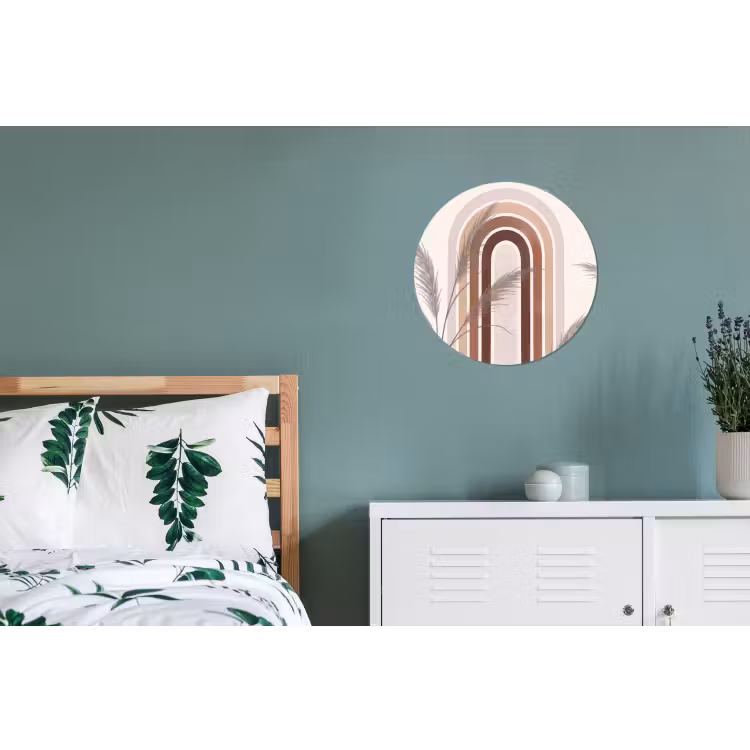 Abstract - Bogen - Plant - Boho - Beige Wandcirkel aluminium klein -slaapkamer