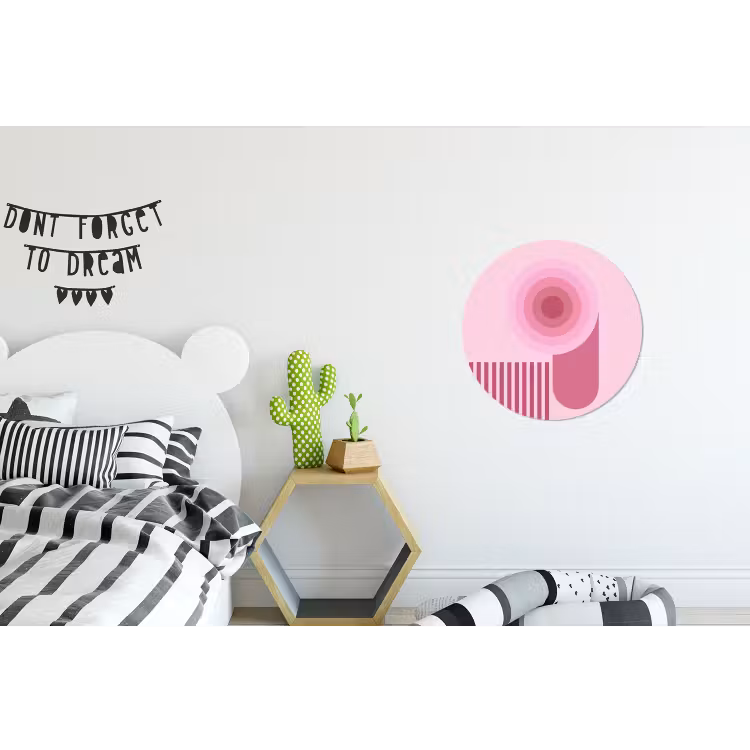 Abstract - Cirkels - Strepen - Modern - Roze Wandcirkel aluminium klein -kinderkamer