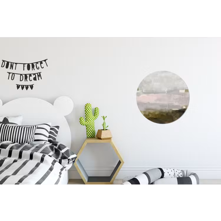 Abstract - Gelaagd - Kunst - Modern - Grijs-Groen Wandcirkel aluminium klein -kinderkamer