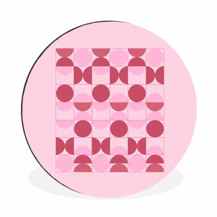 Abstract - Geometrisch - Cirkels - Roze - Modern Wandcirkel aluminium klein -3d