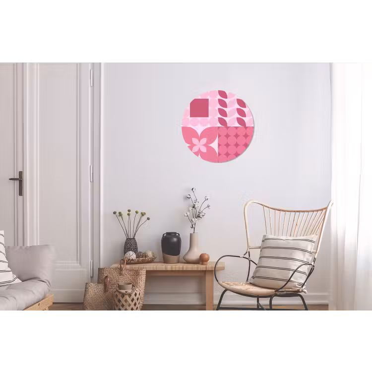 Abstract - Geometrisch - Patroon - Modern - Roze Wandcirkel aluminium klein -woonkamer