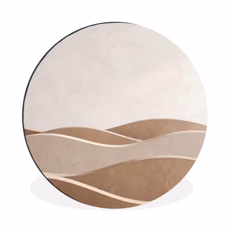 Abstract - Golven - Modern - Beige Wandcirkel aluminium klein -3d