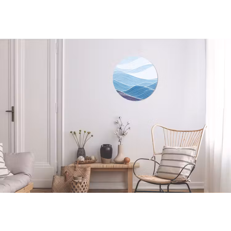 Abstract - Golven - Patroon - Blauw - Modern Wandcirkel aluminium klein -woonkamer