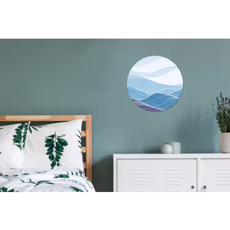 Abstract - Golven - Patroon - Blauw - Modern Wandcirkel aluminium klein -slaapkamer