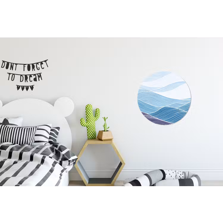 Abstract - Golven - Patroon - Blauw - Modern Wandcirkel aluminium klein -kinderkamer