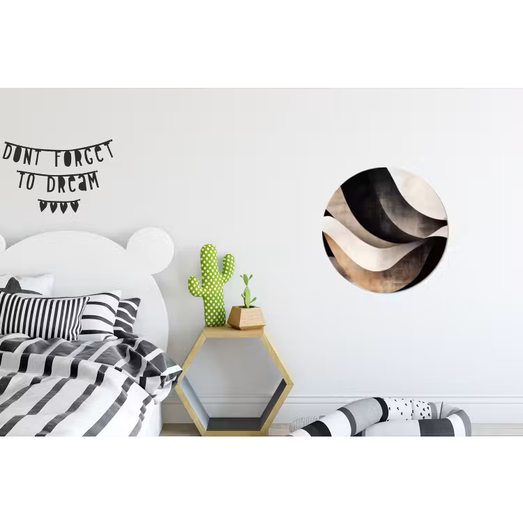 Abstract - Golven - Zwart - Verweerd Wandcirkel aluminium klein -kinderkamer