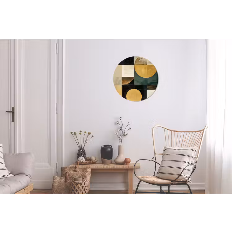 Abstract - Goud - Brons - Vormen - Geometrisch Wandcirkel aluminium klein -woonkamer