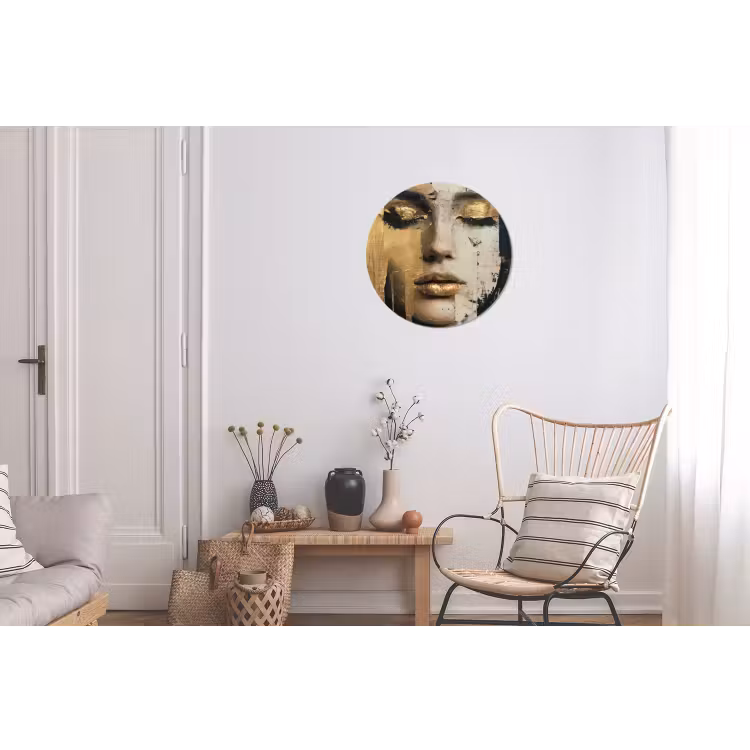 Abstract - Goud - Gezicht - Lippen Wandcirkel aluminium klein -woonkamer