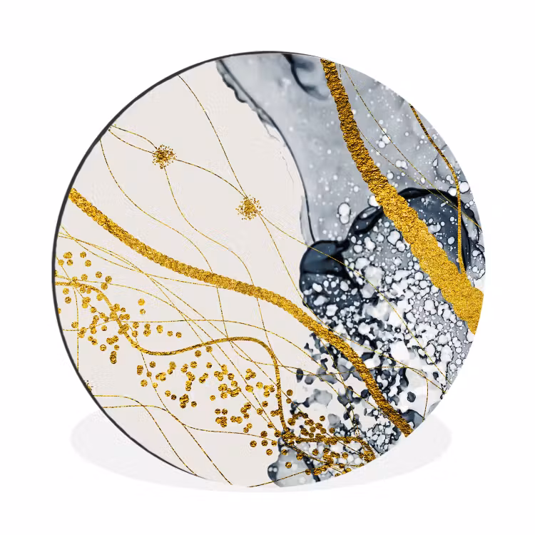 Abstract - Goud - Natuur - Kunst Wandcirkel aluminium klein -3d