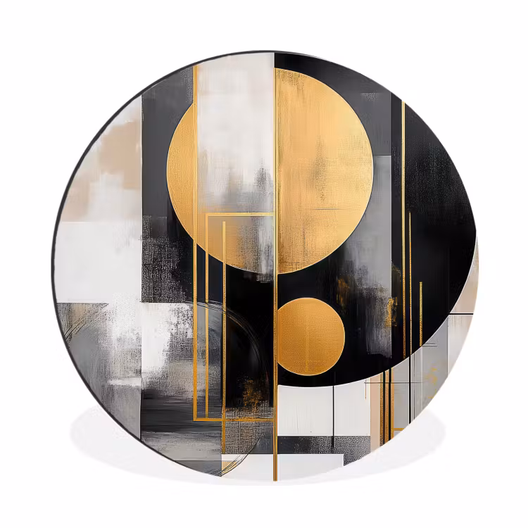 Abstract - Goud - Zilver - Vormen - Aesthetic - Modern Wandcirkel aluminium klein -3d