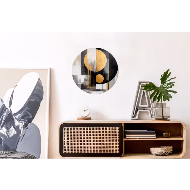 Abstract - Goud - Zilver - Vormen - Aesthetic - Modern Wandcirkel aluminium klein -kantoor