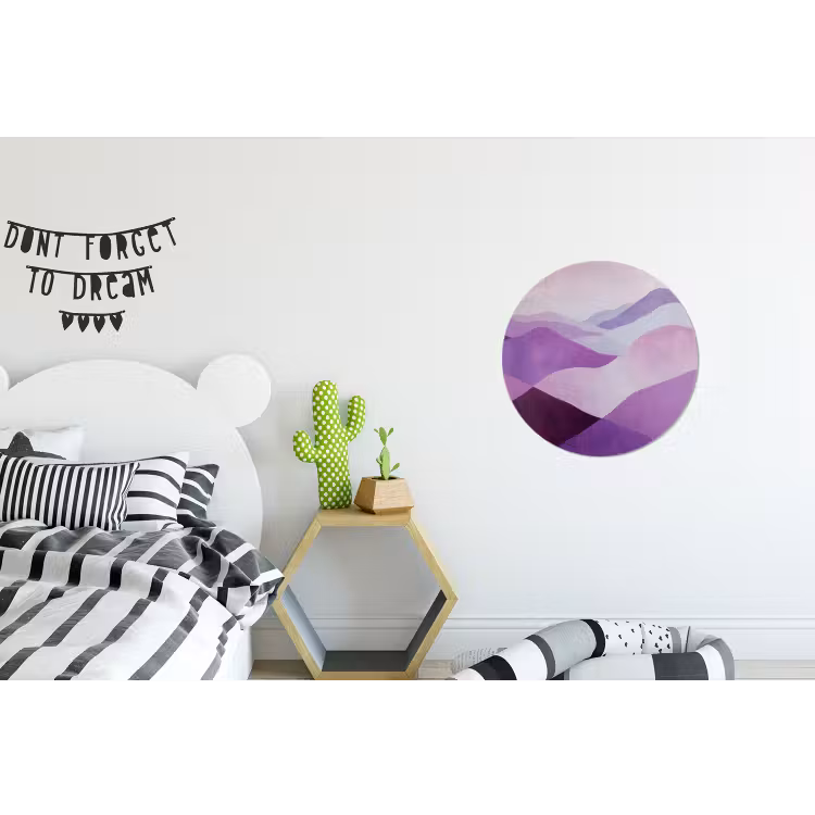 Abstract - Heuvels - Landschap - Paars Wandcirkel aluminium klein -kinderkamer