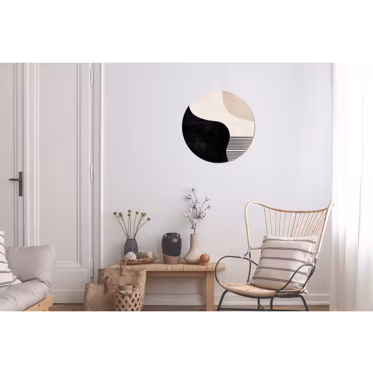 Abstract - Japandi - Beige - Modern Wandcirkel aluminium klein -woonkamer