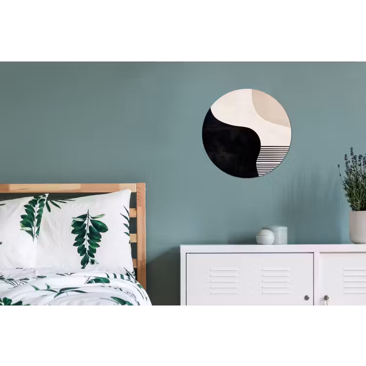Abstract - Japandi - Beige - Modern Wandcirkel aluminium klein -slaapkamer