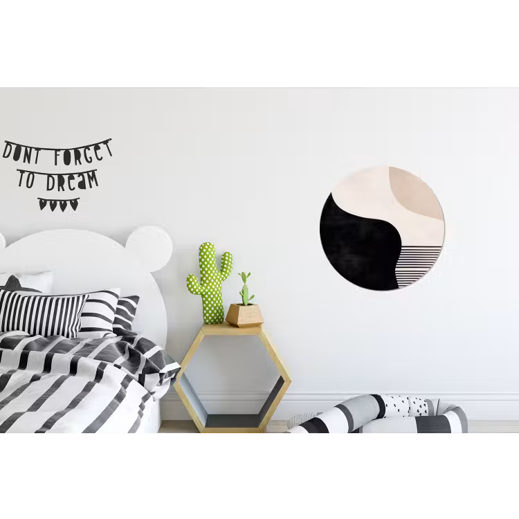 Abstract - Japandi - Beige - Modern Wandcirkel aluminium klein -kinderkamer