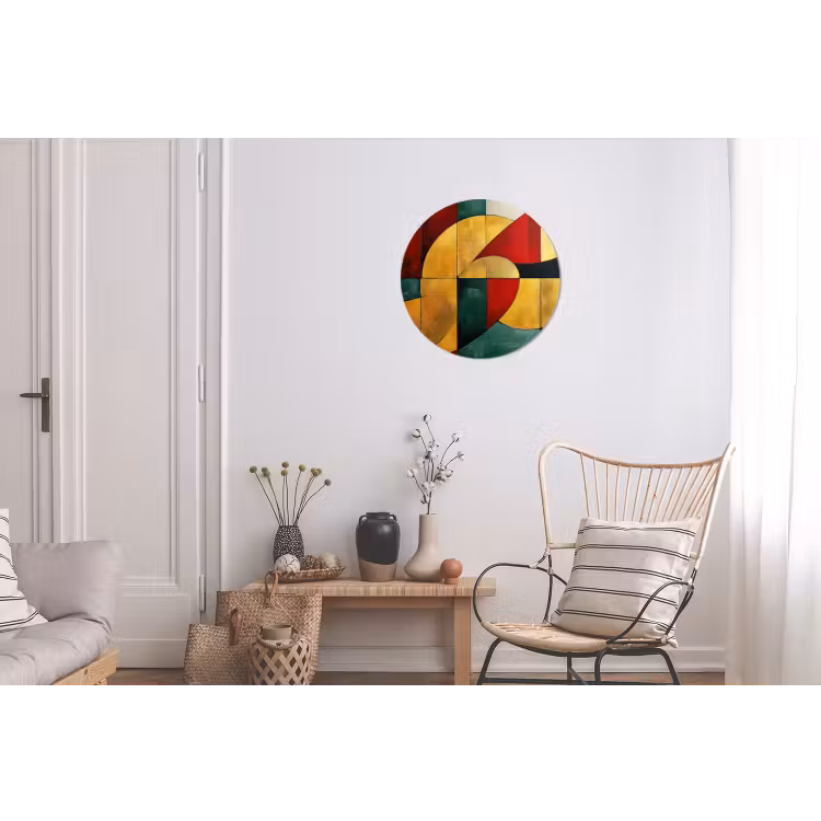 Abstract - Kerst - Goud - Rood - Groen Wandcirkel aluminium klein -woonkamer