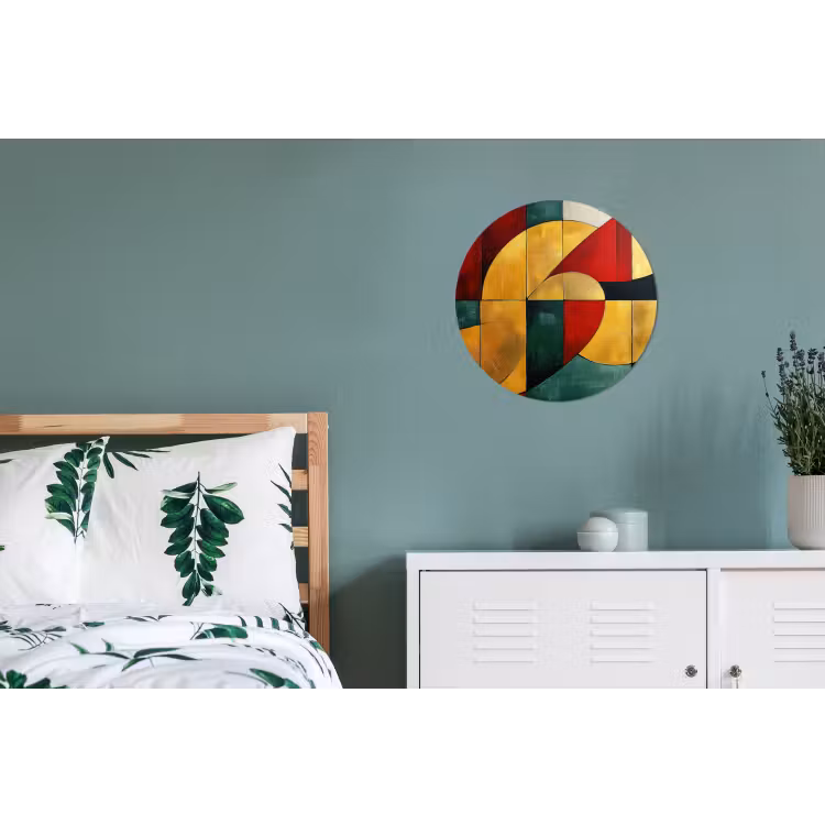 Abstract - Kerst - Goud - Rood - Groen Wandcirkel aluminium klein -slaapkamer
