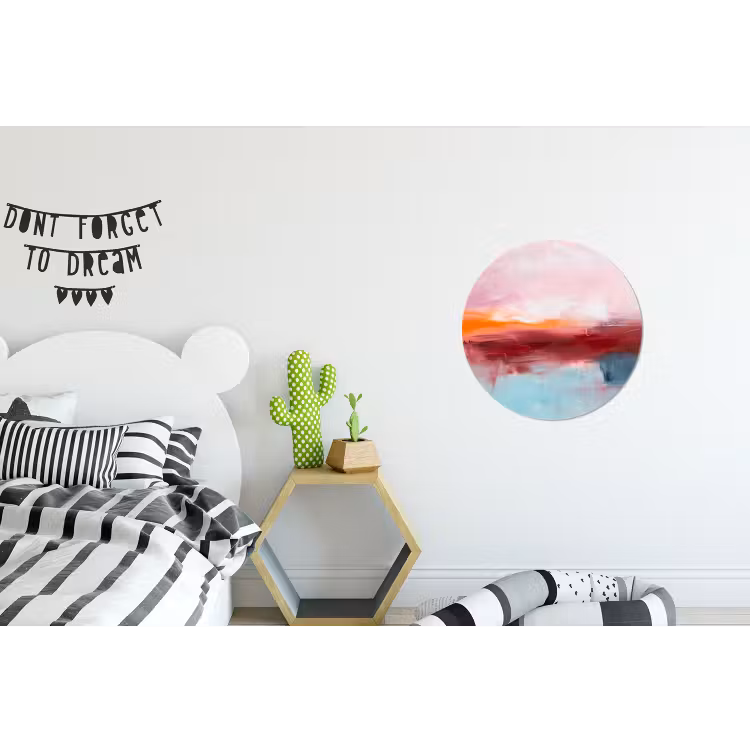 Abstract - Kleuren - Modern - Kunst - Roze Wandcirkel aluminium klein -kinderkamer