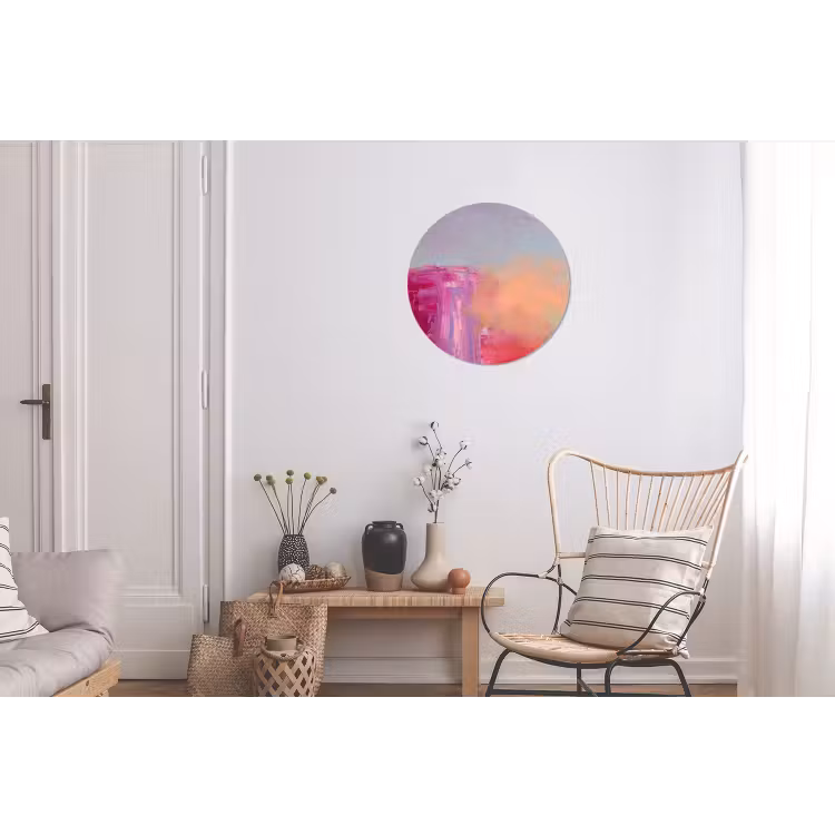 Abstract - Kleuren - Modern - Roze Wandcirkel aluminium klein -woonkamer