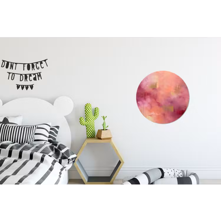 Abstract - Kleuren - Modern - Roze - Paars Wandcirkel aluminium klein -kinderkamer