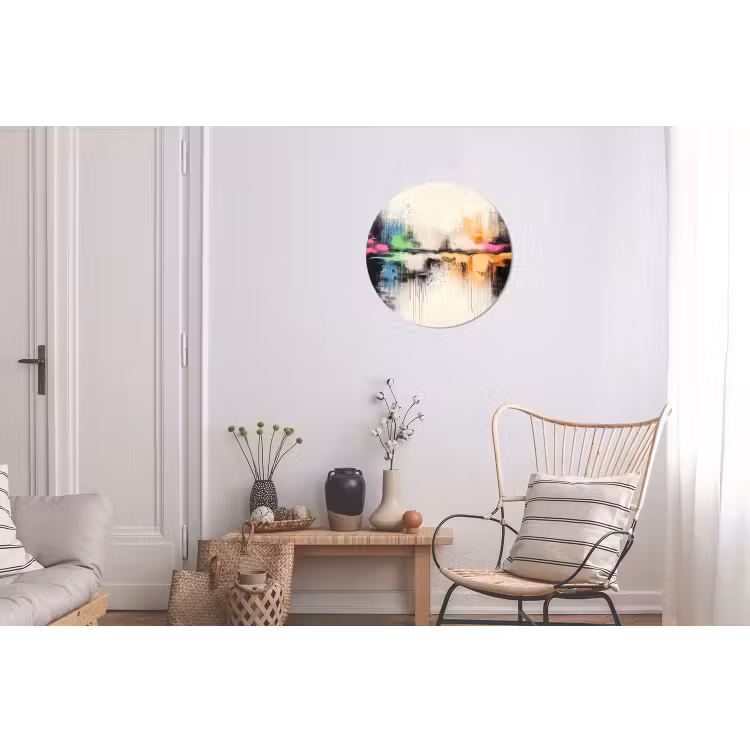Abstract - Kleurexplosie - Landschap Wandcirkel aluminium klein -woonkamer