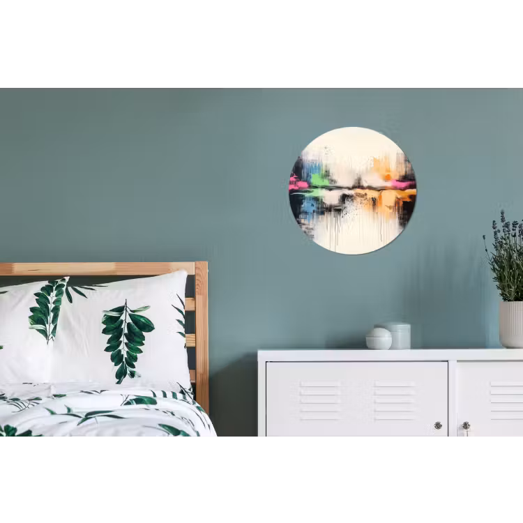 Abstract - Kleurexplosie - Landschap Wandcirkel aluminium klein -slaapkamer