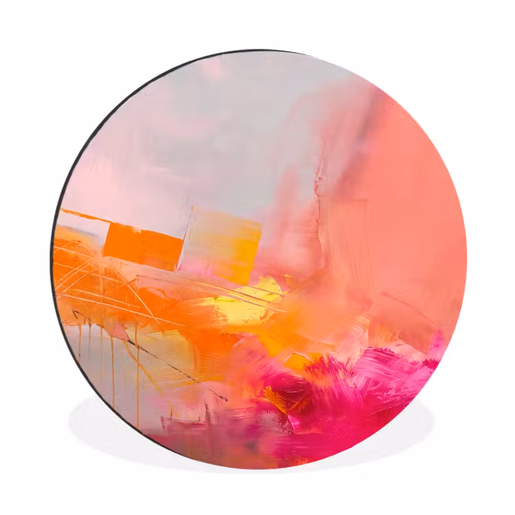 Abstract - Kleurrijk - Modern - Roze Wandcirkel aluminium klein -3d