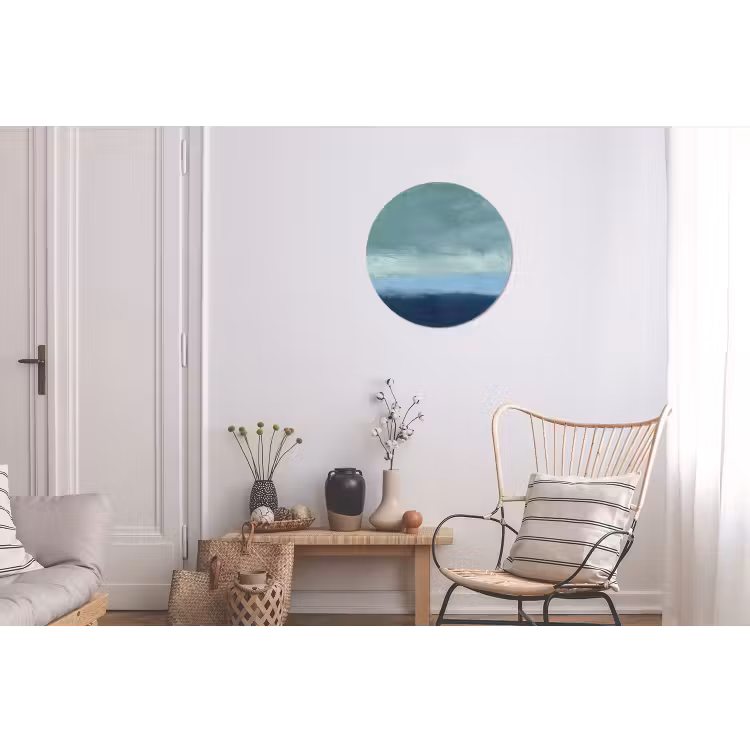 Abstract - Lagen - Rust - Modern - Blauw Wandcirkel aluminium klein -woonkamer