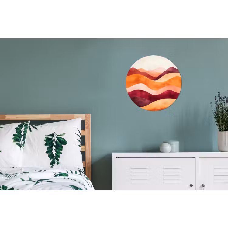 Abstract - Landschap - Golven Wandcirkel aluminium klein -slaapkamer