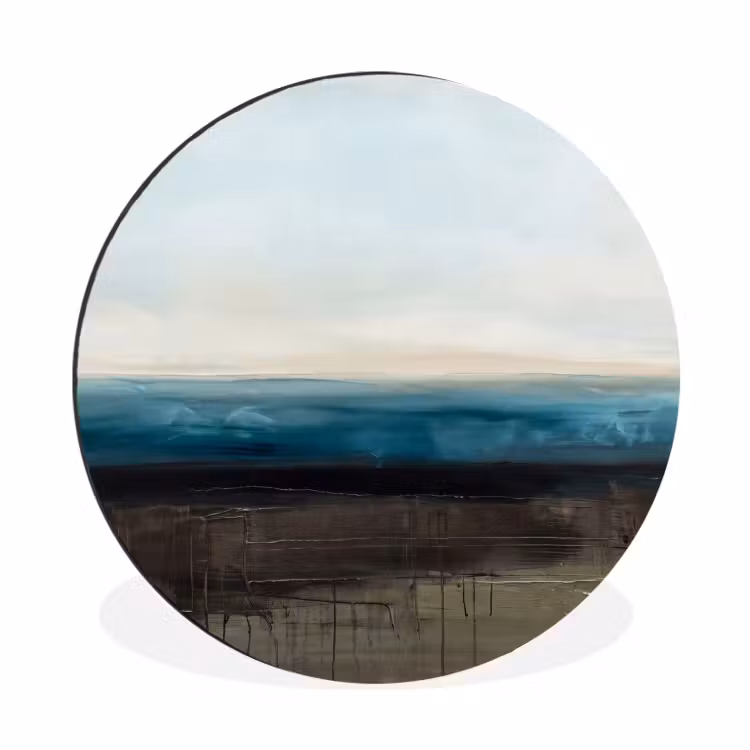 Abstract - Landschap - Horizon - Blauw - Modern Wandcirkel aluminium klein -3d