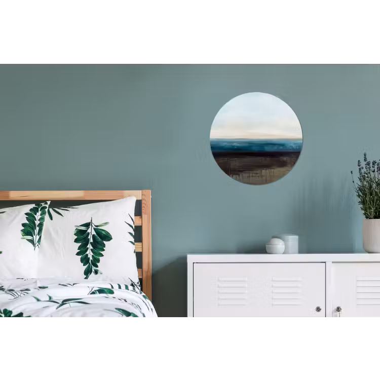 Abstract - Landschap - Horizon - Blauw - Modern Wandcirkel aluminium klein -slaapkamer