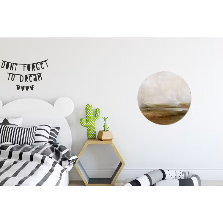 Abstract - Landschap - Natuur - Beige - Bruin Wandcirkel aluminium klein -kinderkamer