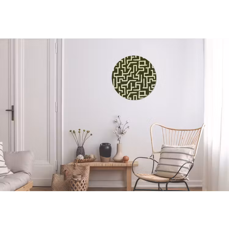 Abstract - Lijnen - Groen Wandcirkel aluminium klein 190 -woonkamer